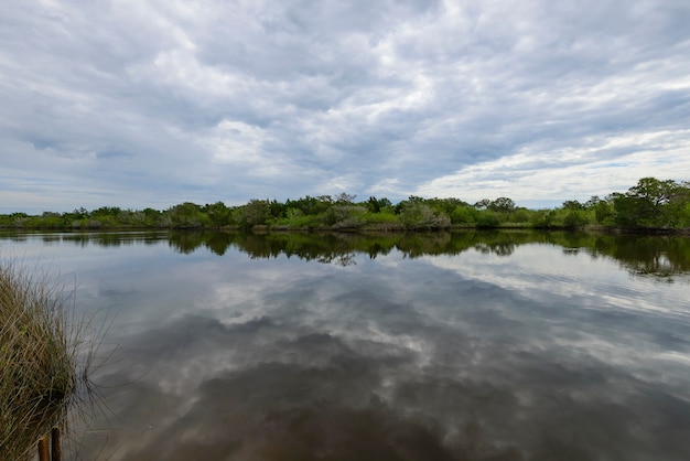 Clouds provide leading lines in the wetlands