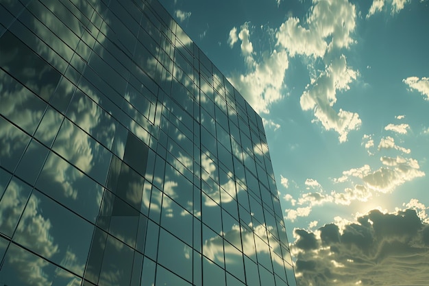 Clouds Reflected in Windows of Modern Office Building