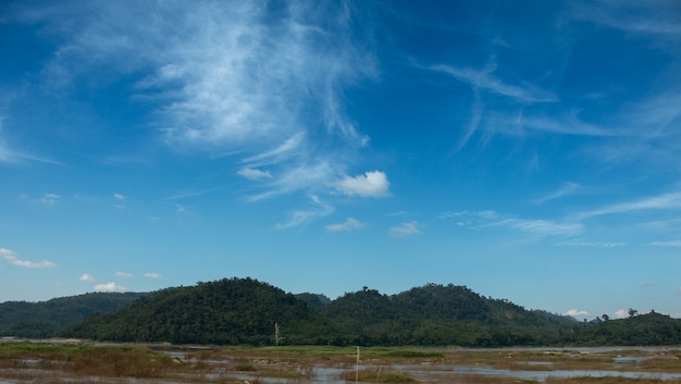 Clouds over river in mid day