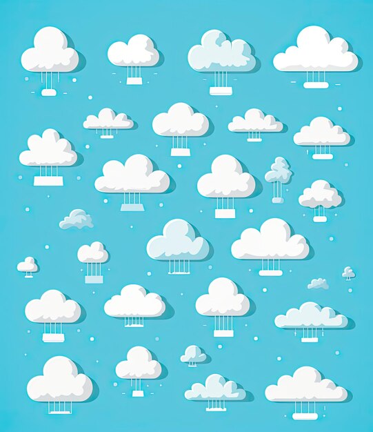 Photo clouds set isolated on blue background vector illustration