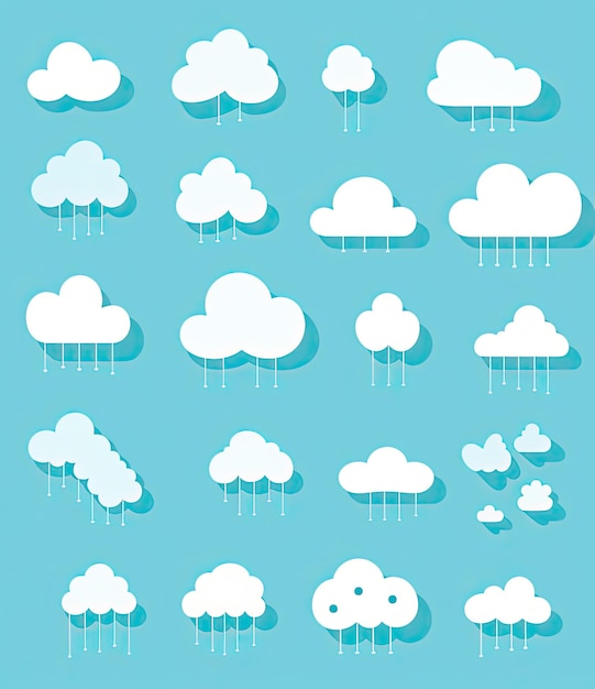 Photo clouds set isolated on blue background vector illustration