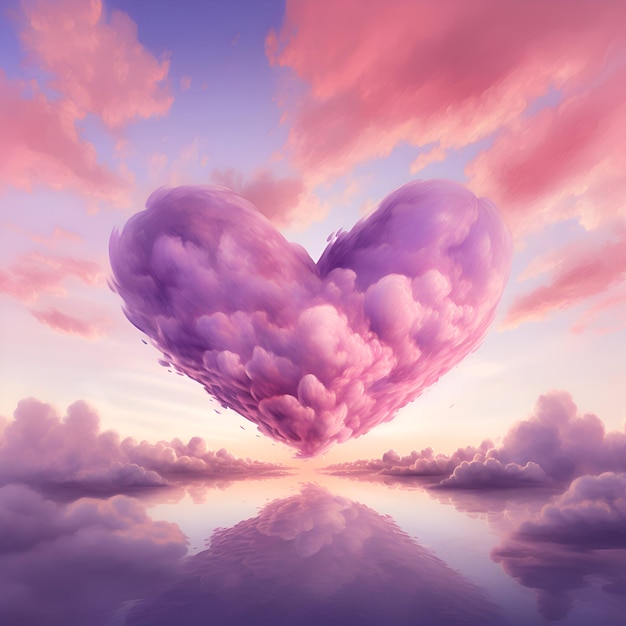 Clouds in the shape of a heart valentine background