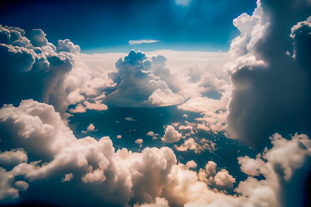 Clouds and sky from airplane window Generative AIxA