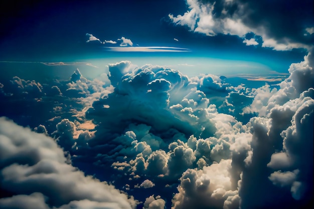 飛行機の窓からの雲と空 Generative AIxA