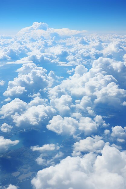 Photo clouds and sky from the airplane window over the ocean