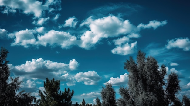 木々の上の空の雲