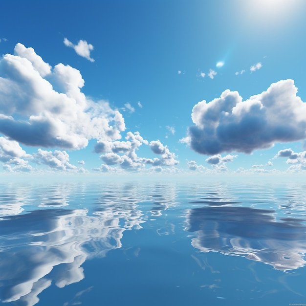 clouds in the sky and water with reflection of sky and water.