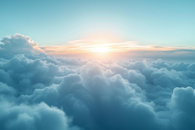 Photo above the clouds stunning aerial view with ethereal atmosphere