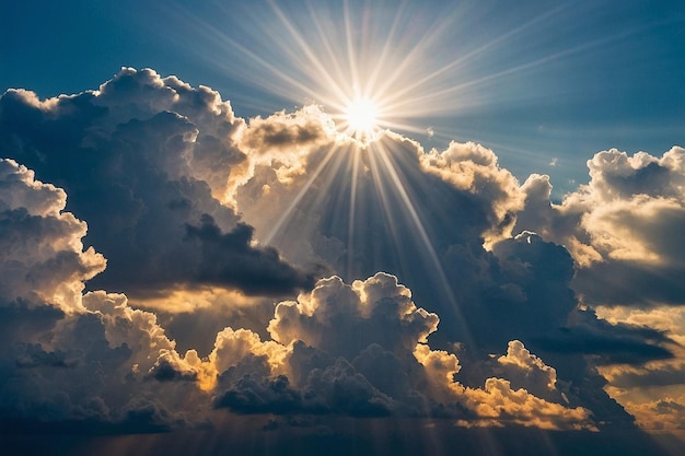 Photo clouds and sun rays in the sky