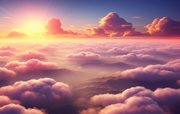 Photo above the clouds sunset