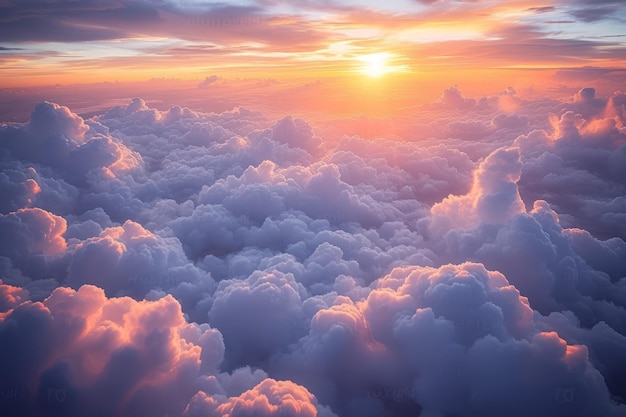 Above the clouds at sunset