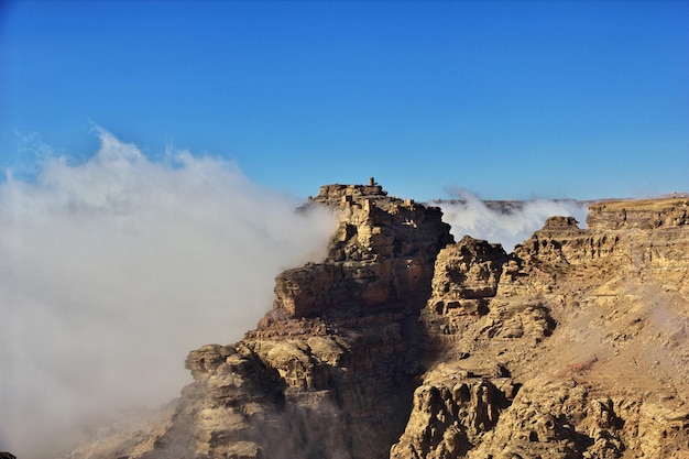 Clouds in Tawila village in mountains Yemen