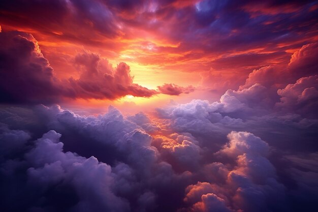 Clouds tinged with purple and red at sunset