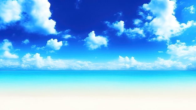 熱帯のビーチで穏やかな海のビーチに青い空と雲