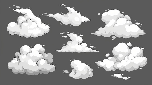 Photo clouds with stylized white shapes modern illustration collection