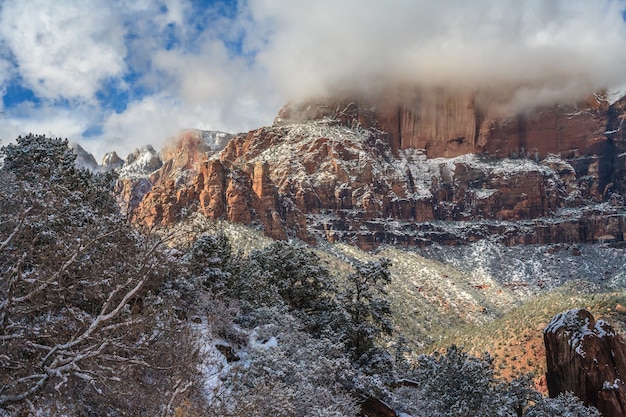 Clouds over Zion National Park in winter USA