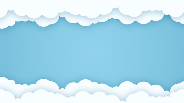 Photo cloudscape background in paper cut style