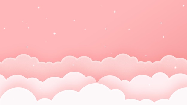 Cloudscape Background in Paper Cut Style