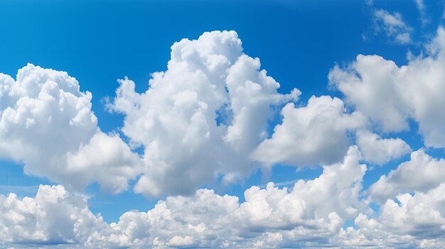 Cloudscape blue sky background with cumulus clouds