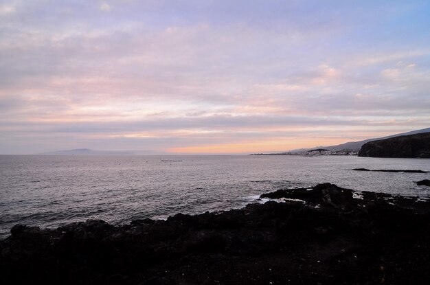 Cloudscape, Colored Clouds at Sunset near the Ocean