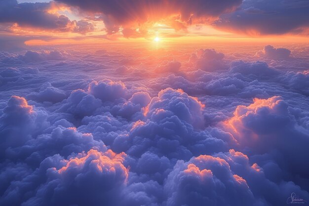 Above the cloudscape during sunset