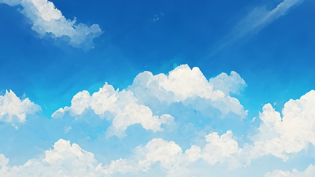 Cloudy blue sky realistic painting background