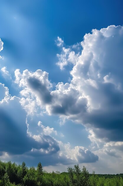 Cloudy blue sky with white clouds the blue sky has a lot of big clouds