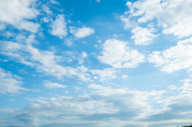 Cloudy blue sky with white fluffy clouds skyscape background