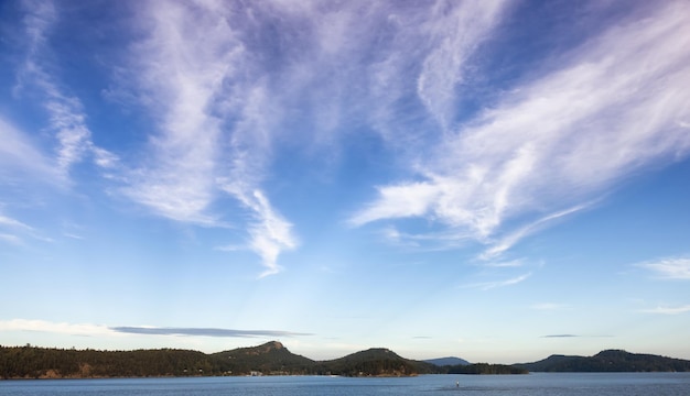 Cloudy cloudscape during sunny summer day on the west coast