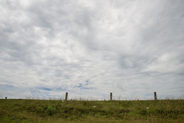 Cloudy and dam of the reservoir