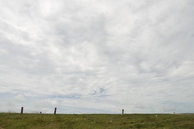 Cloudy and dam of the reservoir