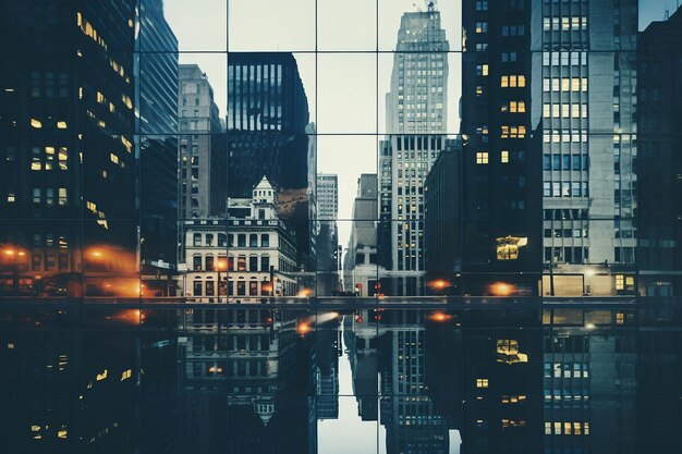 Cloudy Day Reflections Skyscrapers