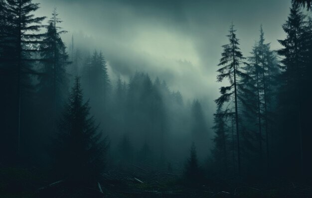 A cloudy fog nature forest