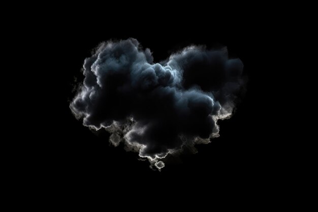 Cloudy Heart Sign On Black Background Generative AI