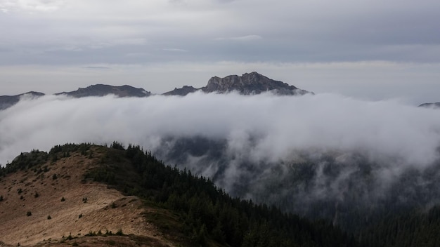 Cloudy landscape in Ciucas mountains of Romania