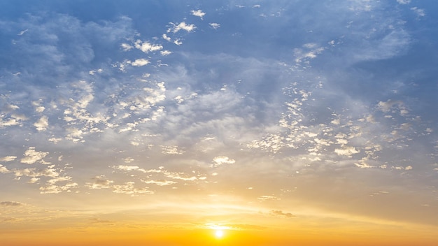 Cloudy morning sky with sun shine panoramic nature background