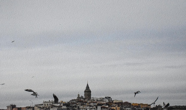 Photo a cloudy sky above the city