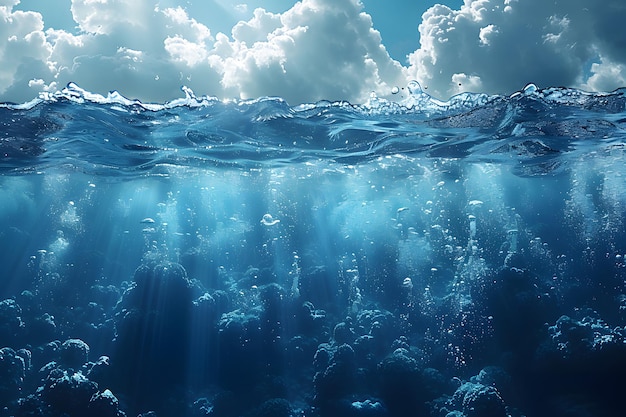 Foto cielo nuvoloso sopra un grande corpo d'acqua