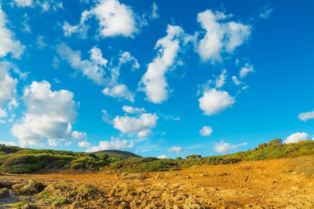 Cloudy sky over Le Bombarde coastline Shot in Sardinia Italy