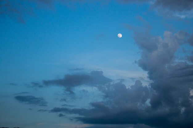 Cloudy sky and moon in the evening