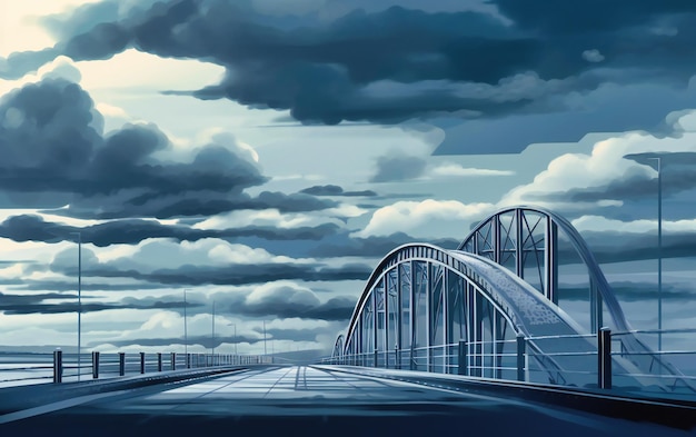 Фото Облачное небо над мостом