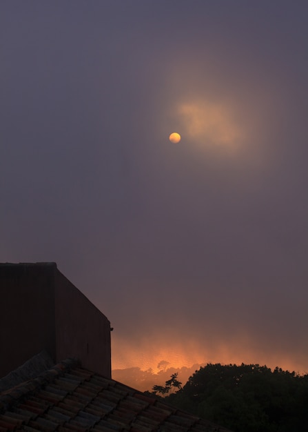 Cloudy sky and sun