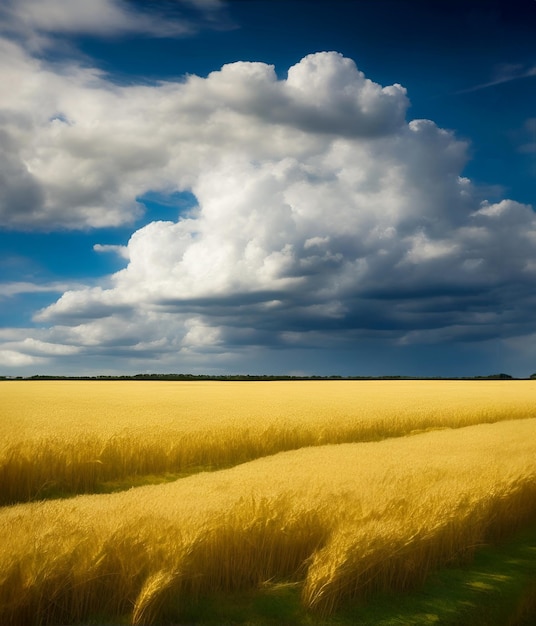 cloudy sky on a wheat field