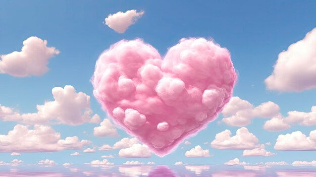 Cloudy Sky with a Pink Heart Shape generated by AI