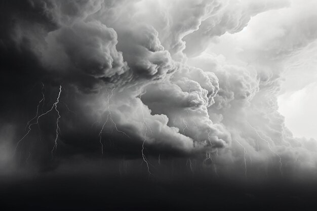 Cloudy stormy black and white dramatic sky