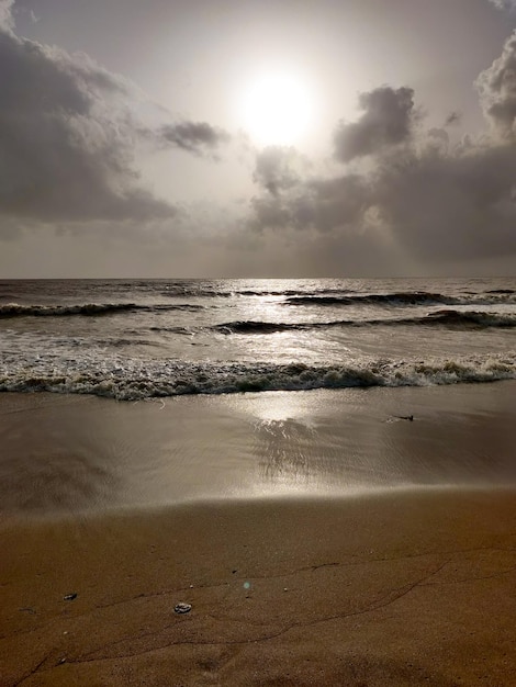 Cloudy Sunset on Aksa beach in Mumbai just before Monsoon