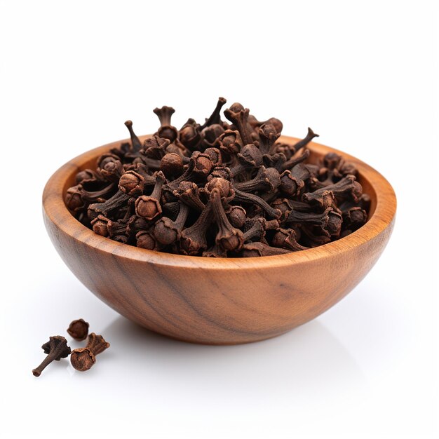 Photo a clove in bowl on white background