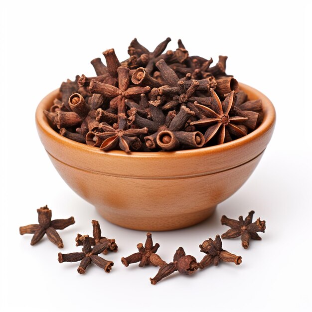 Photo a clove in bowl on white background