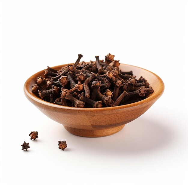 Photo a clove in bowl on white background