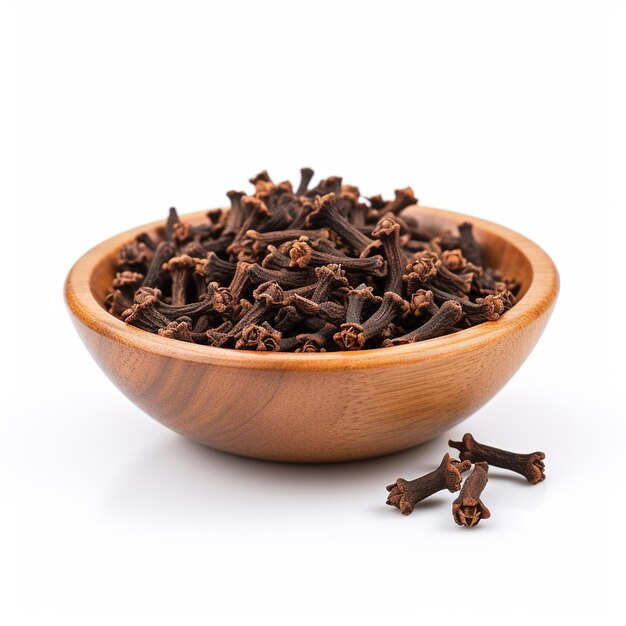 Photo a clove in bowl on white background